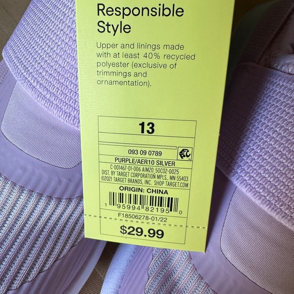 All in Motion Kids' Purple and Mint Shoes Size 13 NEW - Picture 9 of 10